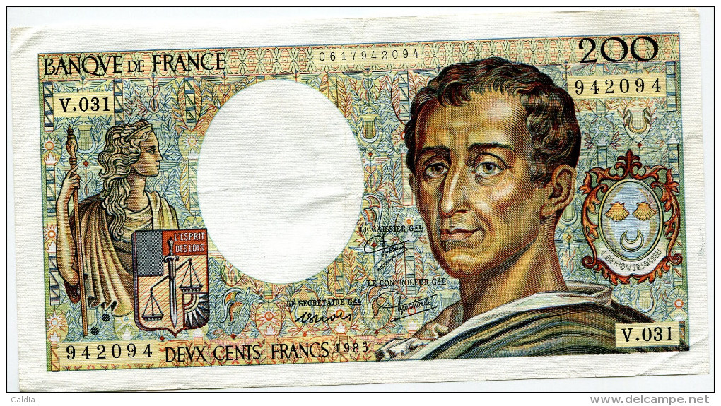 Dd France 200 Francs "" MONTESQUIEU "" 1985 # 14 - 200 F 1981-1994 ''Montesquieu''