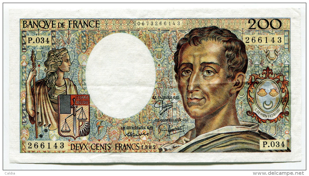 Dd France 200 Francs "" MONTESQUIEU "" 1985 # 15 - 200 F 1981-1994 ''Montesquieu''