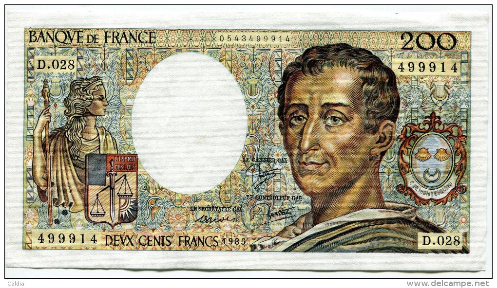 Dd France 200 Francs "" MONTESQUIEU "" 1985 # 16 - 200 F 1981-1994 ''Montesquieu''