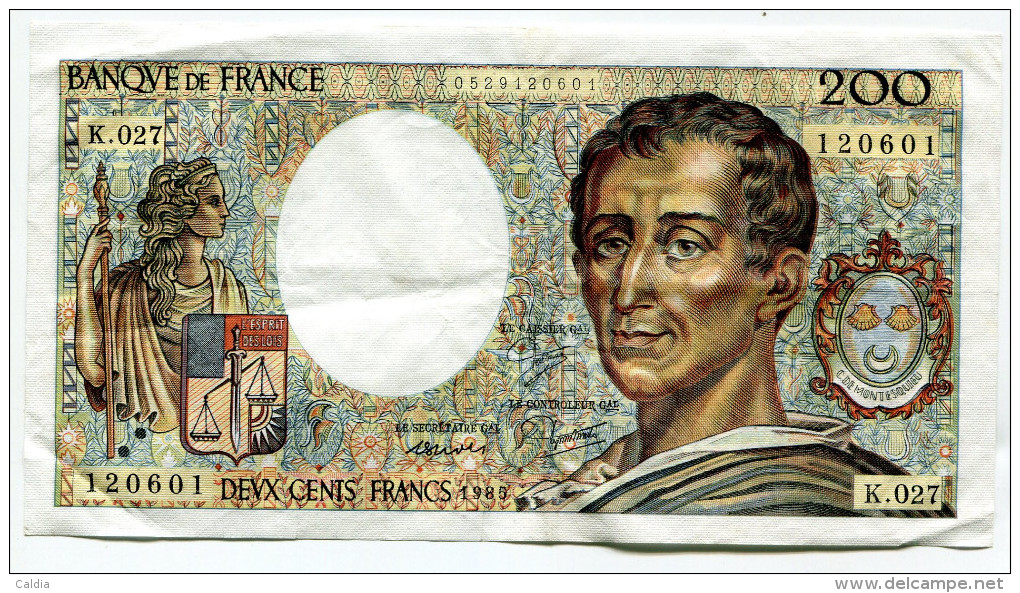 Dd France 200 Francs "" MONTESQUIEU "" 1985 # 17 - 200 F 1981-1994 ''Montesquieu''