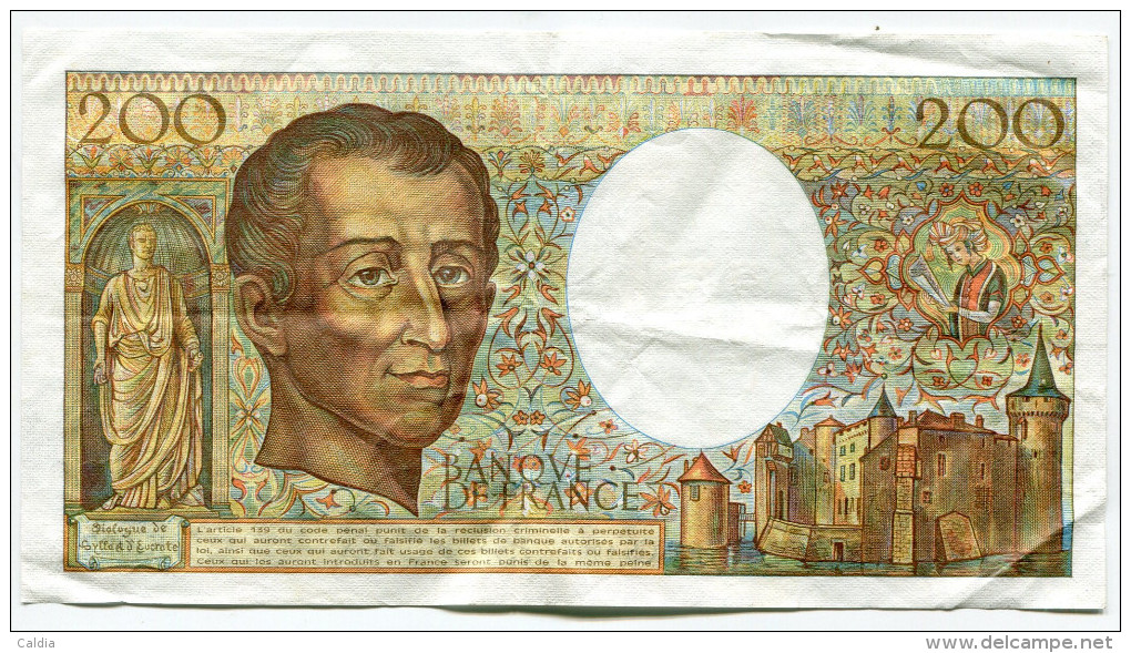 Dd France 200 Francs "" MONTESQUIEU "" 1985 # 17 - 200 F 1981-1994 ''Montesquieu''