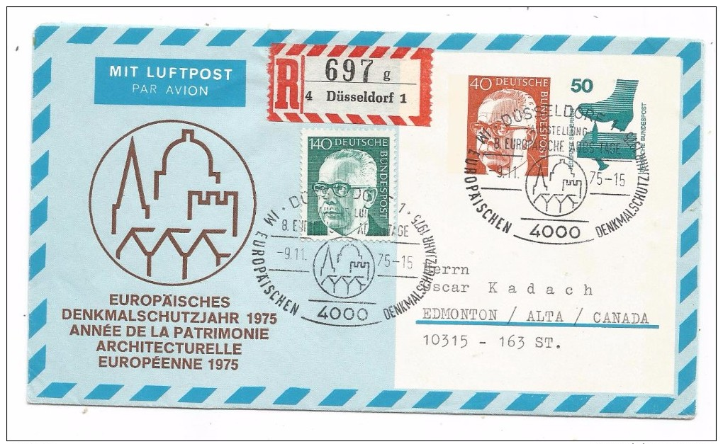 ENVELOPPE-ENTIER POSTAL - 40 ET 50 DEUTSCHE BUNDESPOST-9.11.1975 -EUROPAISCHES DENKMALSCHUTZJAHR 1975 - Briefe U. Dokumente