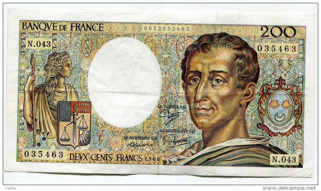 Dd France 200 Francs "" MONTESQUIEU "" 1986 # 8 - 200 F 1981-1994 ''Montesquieu''