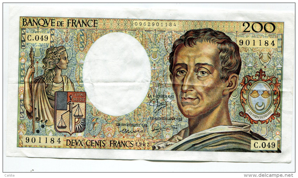 Dd France 200 Francs "" MONTESQUIEU "" 1987 # 12 - 200 F 1981-1994 ''Montesquieu''