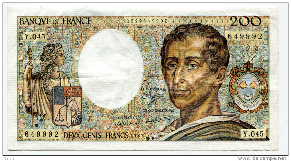 Dd France 200 Francs "" MONTESQUIEU "" 1987 # 17 - 200 F 1981-1994 ''Montesquieu''