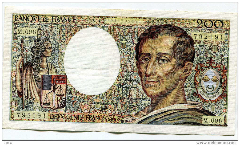 Dd France 200 Francs "" MONTESQUIEU "" 1990 # 7 - 200 F 1981-1994 ''Montesquieu''