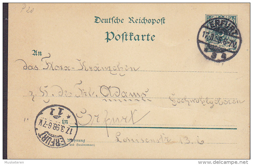 Germany Deutsches Reich Reichspost 5 F. Postkarte ERFURT 1898 Locally Sent !! (2 Scans) - Postkarten