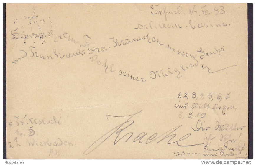 Germany Deutsches Reich Reichspost 5 F. Postkarte ERFURT 1898 Locally Sent !! (2 Scans) - Briefkaarten