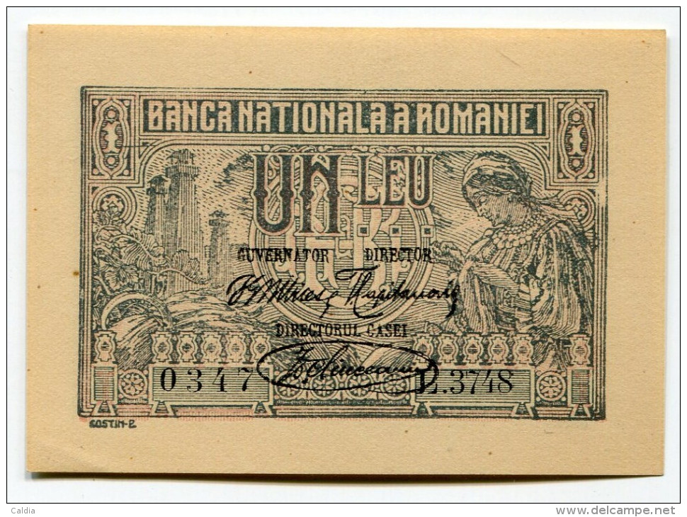 Roumanie Romania Rumänien 1 Leu 1920 AUNC / UNC - Roemenië