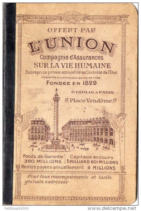 AGENDA  L'UNION Compagnie D'Assurances Sur La Vie Humaine   ANNEES 1950 - Agendas Vierges