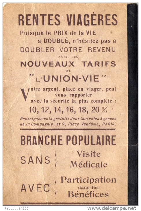 AGENDA  L'UNION Compagnie D'Assurances Sur La Vie Humaine   ANNEES 1950 - Agenda Vírgenes