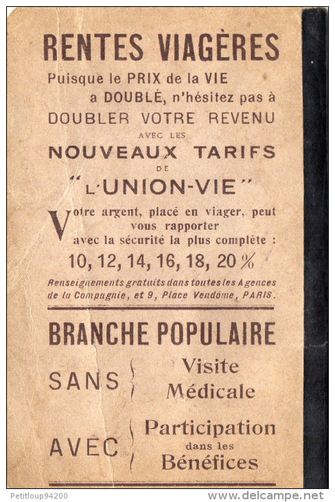 AGENDA  L'UNION Compagnie D'Assurances Sur La Vie Humaine   ANNEES 1950 - Terminkalender Leer