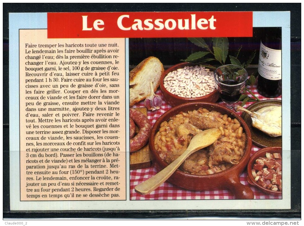 LE CASSOULET . Voir Recto - Verso    (T489) - Recettes (cuisine)