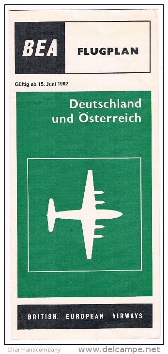 BEA, British European Airways, Flugplan, Duetschland Und Österreich - Juni 1962 - Parfait état - Horaires