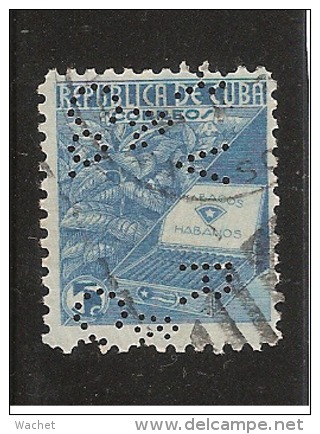 Perforadas/perfin/perfore/lochung     Republica De Cuba 1939 5 Centavos Sc # 358  Ed # 332 RV & Co - Oblitérés