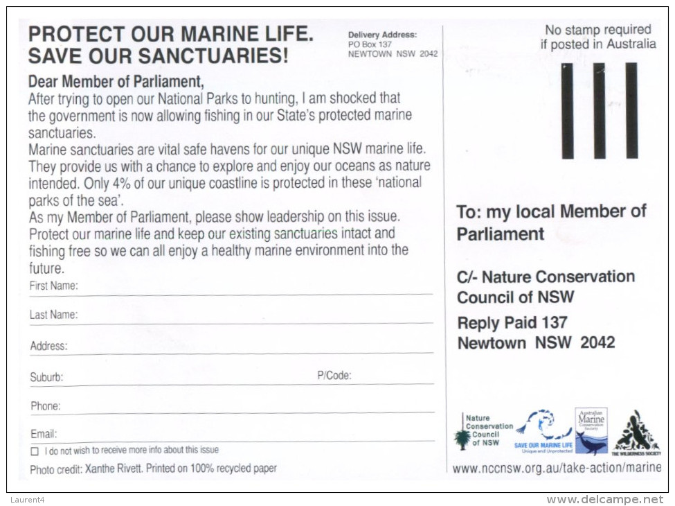 (560) Australia - NSW - Marine Life Protection - Turtle (add Card) - Schildkröten