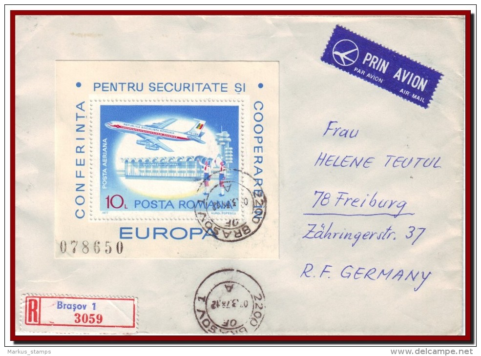 1978 Romania, Montreal Olympic Medals + Conference On Security And Cooperation In Europe CSCE S/s Airmail Cover - Brieven En Documenten