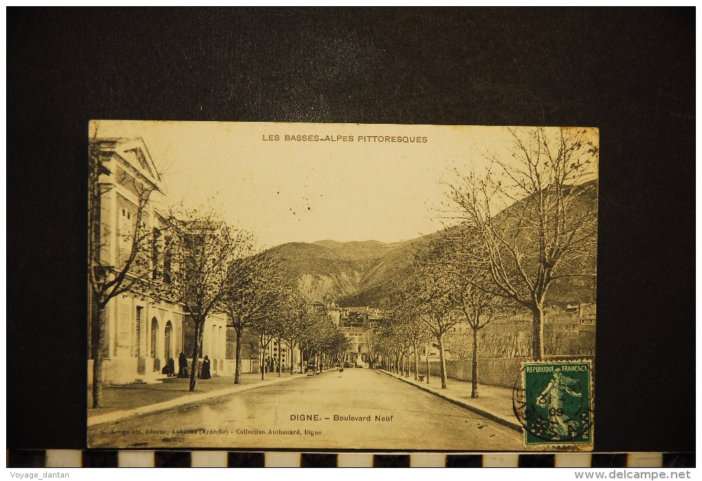 Cp, 04, Digne-les-Bains, Boulevard Neuf , 1909 - Digne