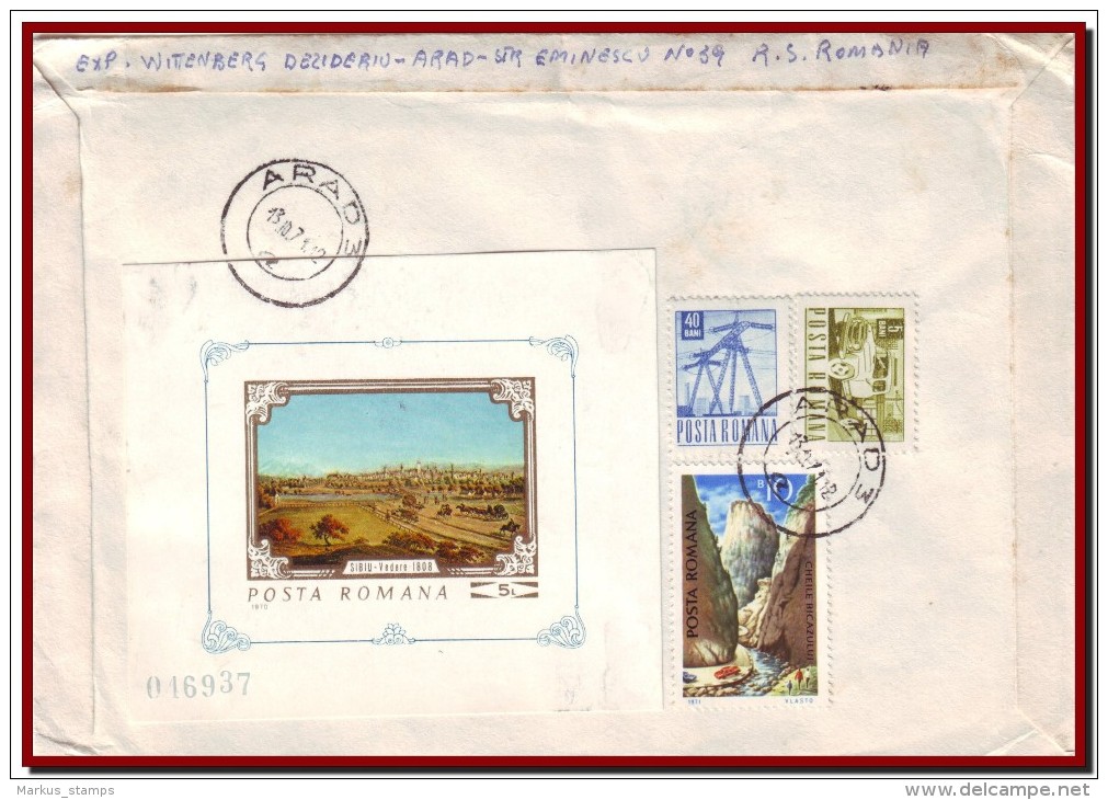 1971 Romania, Romanian Resorts + Hermannstadt Painting S/s Airmail Cover - Covers & Documents