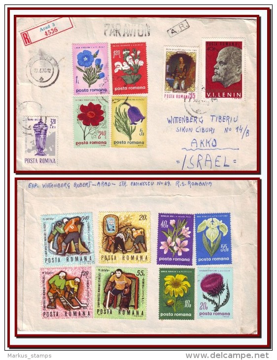 1970 Romania, Ice Hockey World Championship + Wild Flowers Complete Sets Airmail Cover - Cartas & Documentos