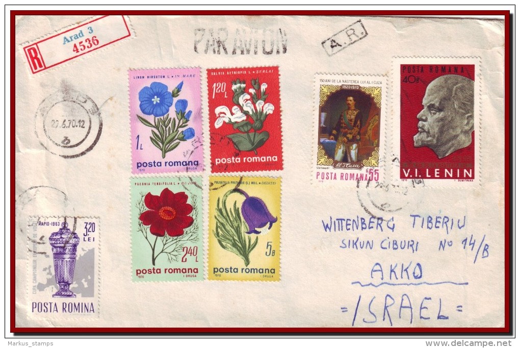 1970 Romania, Ice Hockey World Championship + Wild Flowers Complete Sets Airmail Cover - Brieven En Documenten