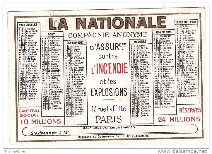 Calendrier La Nationale (assurances) 1928 (PPP026° - Small : 1921-40