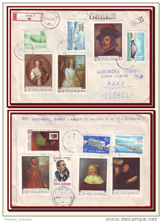 1970 Romania, Classic Portrait Paintings + Socialist Achievements Complete Sets + 3 Definitive Stamps Airmail Cover - Briefe U. Dokumente