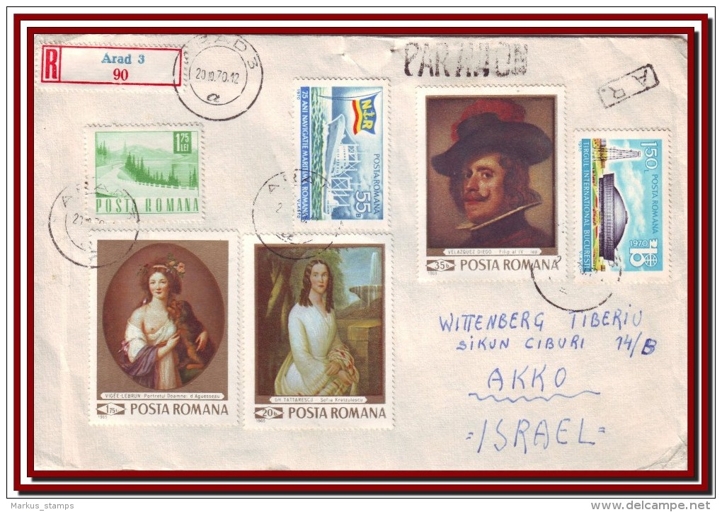 1970 Romania, Classic Portrait Paintings + Socialist Achievements Complete Sets + 3 Definitive Stamps Airmail Cover - Brieven En Documenten