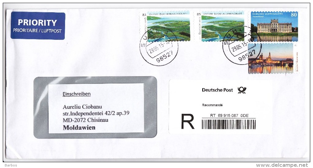 Germany To Moldova , 2015 , Used Cover - Covers & Documents