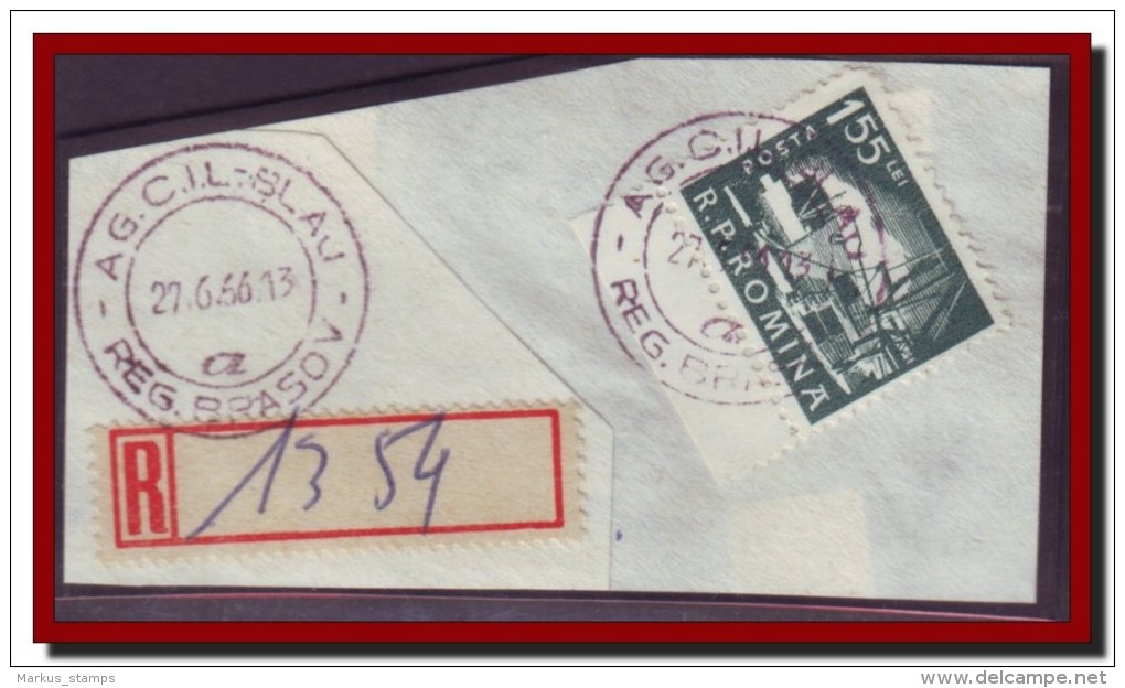 1952-1971 Romania, Lot Of 6 Industrial Postmarks, Factory Stamps On Fragments - Poststempel (Marcophilie)