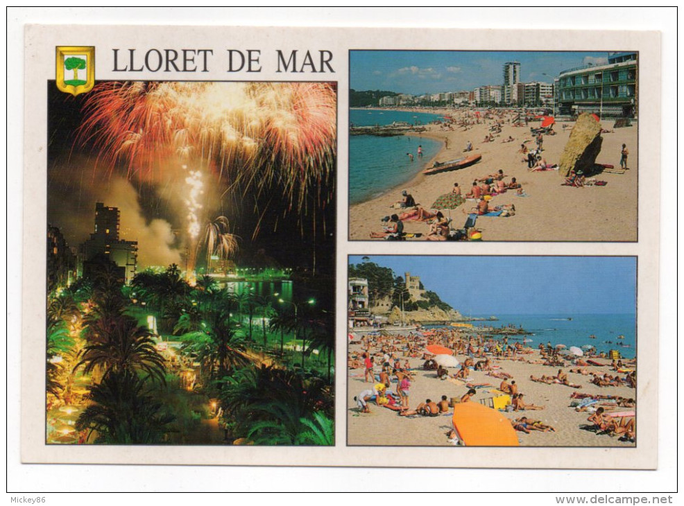 Espagne--LLORET DE MAR--Multivues (feu D'artifice,plage)  Cpm N°154 éd  Cedosa - Gerona