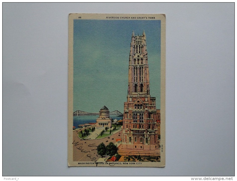 Washington Bridge In Distance ,New York City Riverside Church And Grant's Tomb - Puentes Y Túneles