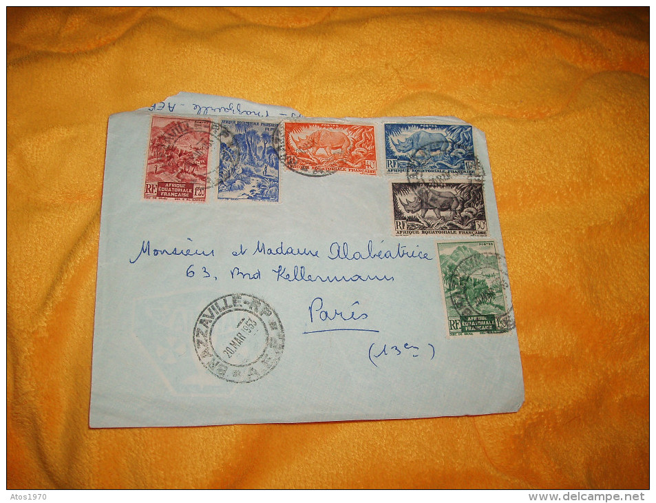 ENVELOPPE UNIQUEMENT DE 1953. / BRAZZAVILLE R.P. A.E.F. POUR PARIS FRANCE / CACHETS +TIMBRES - Autres & Non Classés