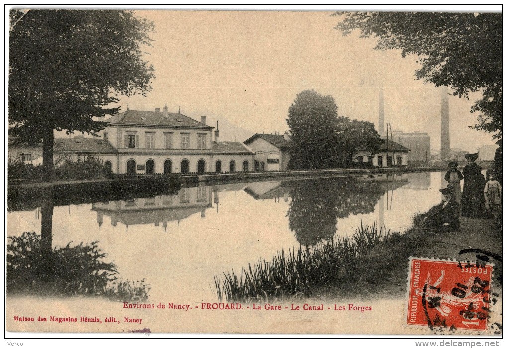 Carte Postale Ancienne De FROUARD - LA GARE, LE CANAL, LES FORGES - Frouard