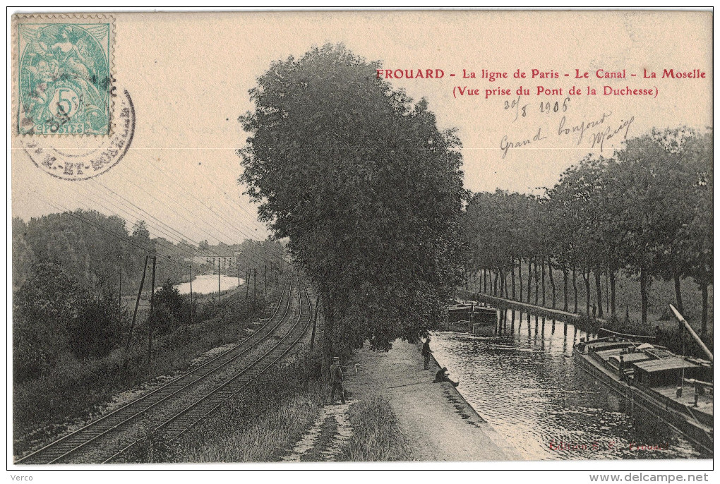 Carte Postale Ancienne De FROUARD - LA LIGNE DE PARIS - LE CANAL - LA MOSELLE - Frouard