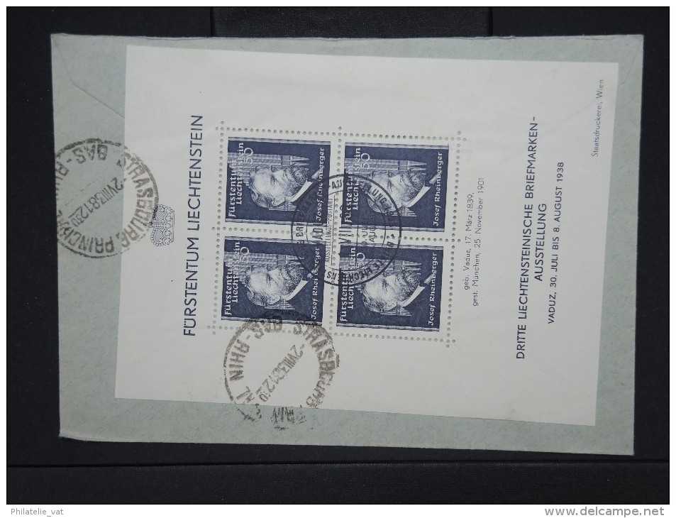 LIECHTENSTEIN-Enveloppe En Recommandée De Vaduz Pour Strasbourg En 1938  Aff Bloc  à Voir   P6110 - Brieven En Documenten