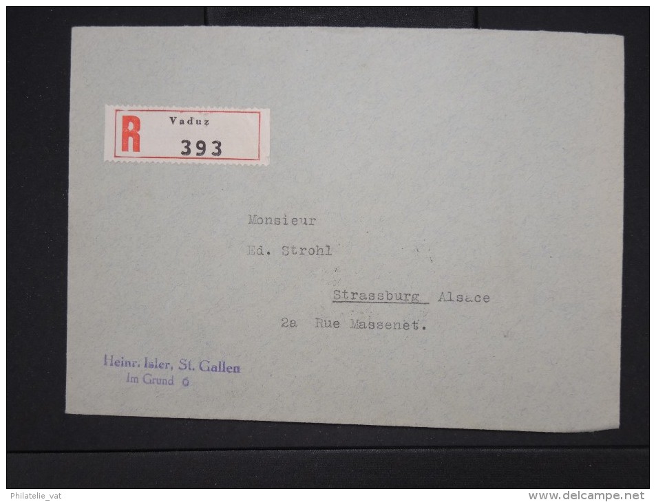 LIECHTENSTEIN-Enveloppe En Recommandée De Vaduz Pour Strasbourg En 1938  Aff Bloc  à Voir   P6110 - Storia Postale