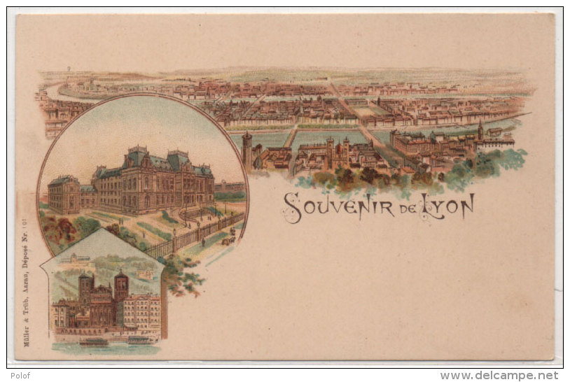 LYON - Souvenir De LYON (Gruss..) Illustrations (3 Vues)   (78573) - Autres & Non Classés