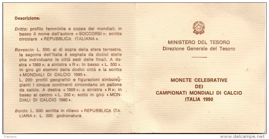 PIA - ITALIA - 1989 : 2 Monete Nell´ Astuccio Originale - Tiratura : 28.500 Serie  !!!!! - Jahressets & Polierte Platten