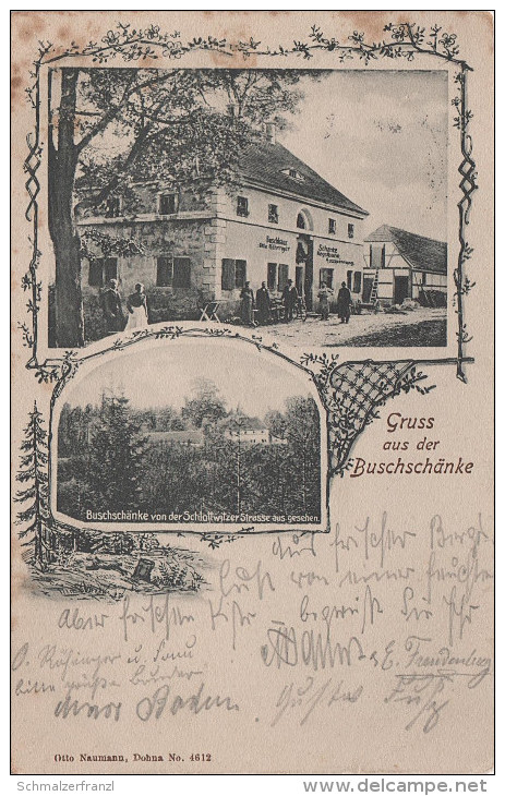 Litho AK Gruss Buschschänke Buschhaus Schänke Gasthof Bei Reinhardtsgrimma Hausdorf Glashütte Schlottwitz Bahnpost - Glashütte