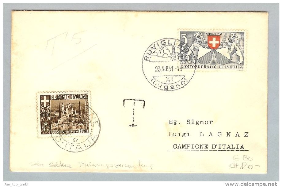 Campione 1951-08-23 Taxierter Brief 10Rp Als Portomarke - Autres - Europe