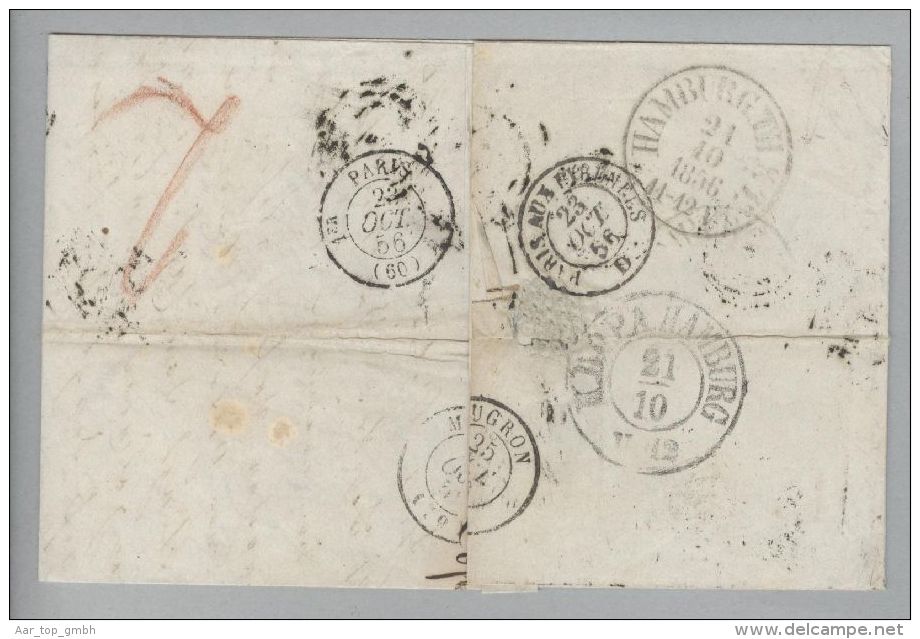 Dänemark 1856-10-23 Kopenhagen Brief Nach Mugron France - ...-1851 Prephilately