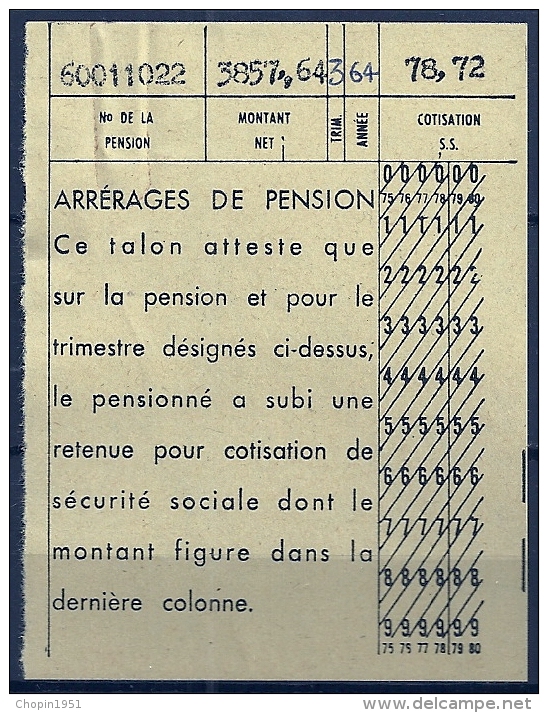 COURS D´INSTRUCTION  -   PENSIONS - CARTE D´EMARGEMENT - TALON - Cours D'Instruction