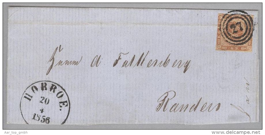 Dänemark 1856-04-20 Horroe Brief Mit Mi#4 3-Ringstempel Nach Randers - Storia Postale