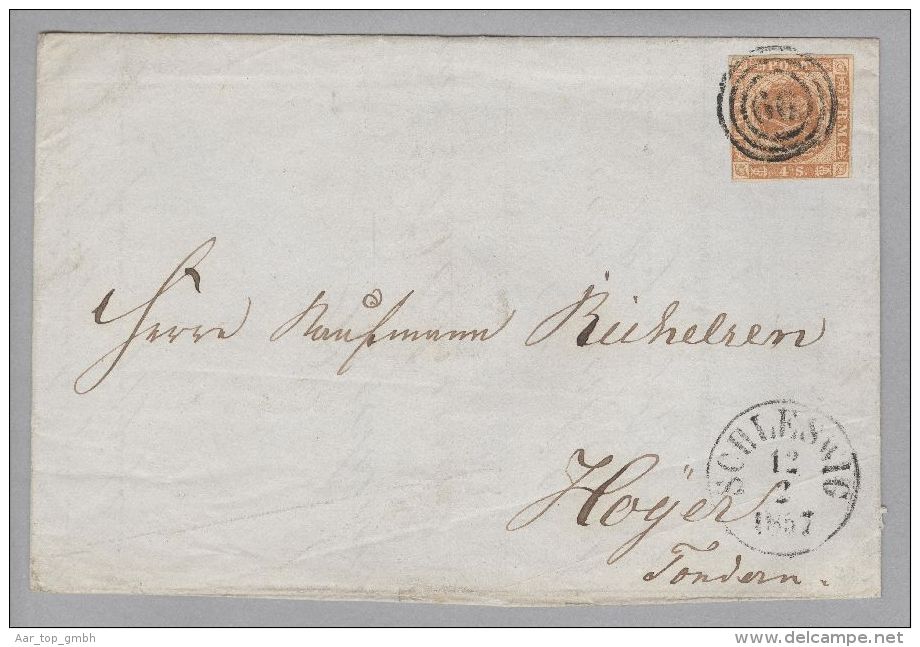 Dänemark 1857-02-12 Schleswig Brief Mit Mi#4 Nach Hoyer 3-Ring-O #66 - Storia Postale