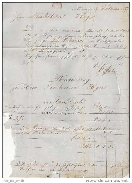 Dänemark 1857-02-12 Schleswig Brief Mit Mi#4 Nach Hoyer 3-Ring-O #66 - Lettres & Documents