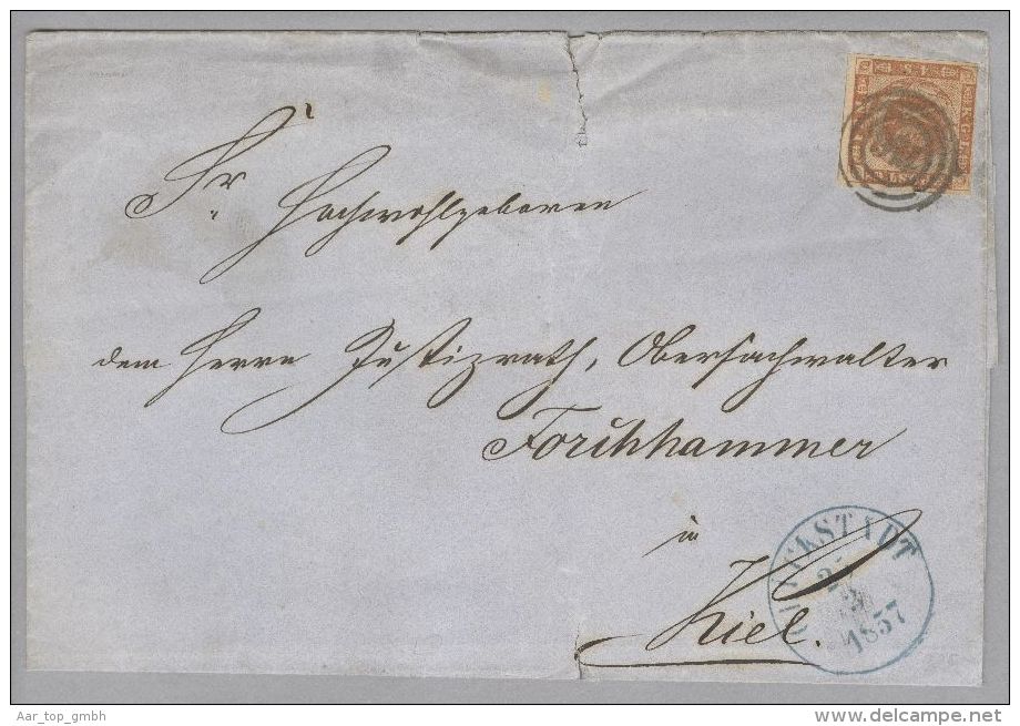 Dänemark 1857-03-25 Glückstadt Brief Mit Mi#4 3-Ringstempel #116 Nach Kiel - Storia Postale