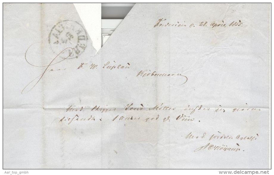 Dänemark 1855-04-30 Frederitia Mit Mi # 4 - Brieven En Documenten