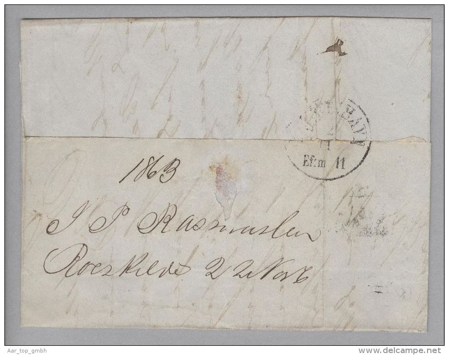 Dänemark 1863-11-22 Roeskilde Brief Mit Mi#9 3-Ring-O #58 Nach Kopenhagen - Brieven En Documenten