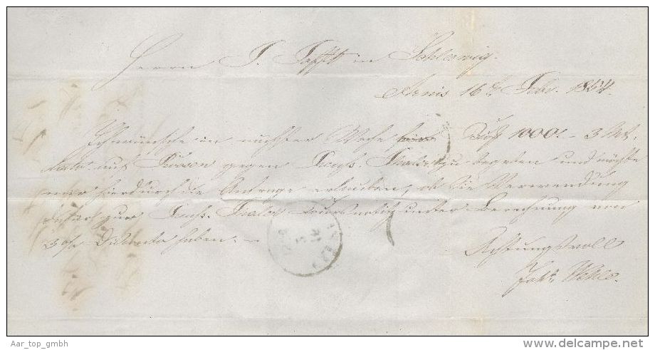 Dänemark 1854-02-16 Capplen Brief Mit Mi#1IIa 3-Ring-O #11 Nach Schleswig - Lettres & Documents